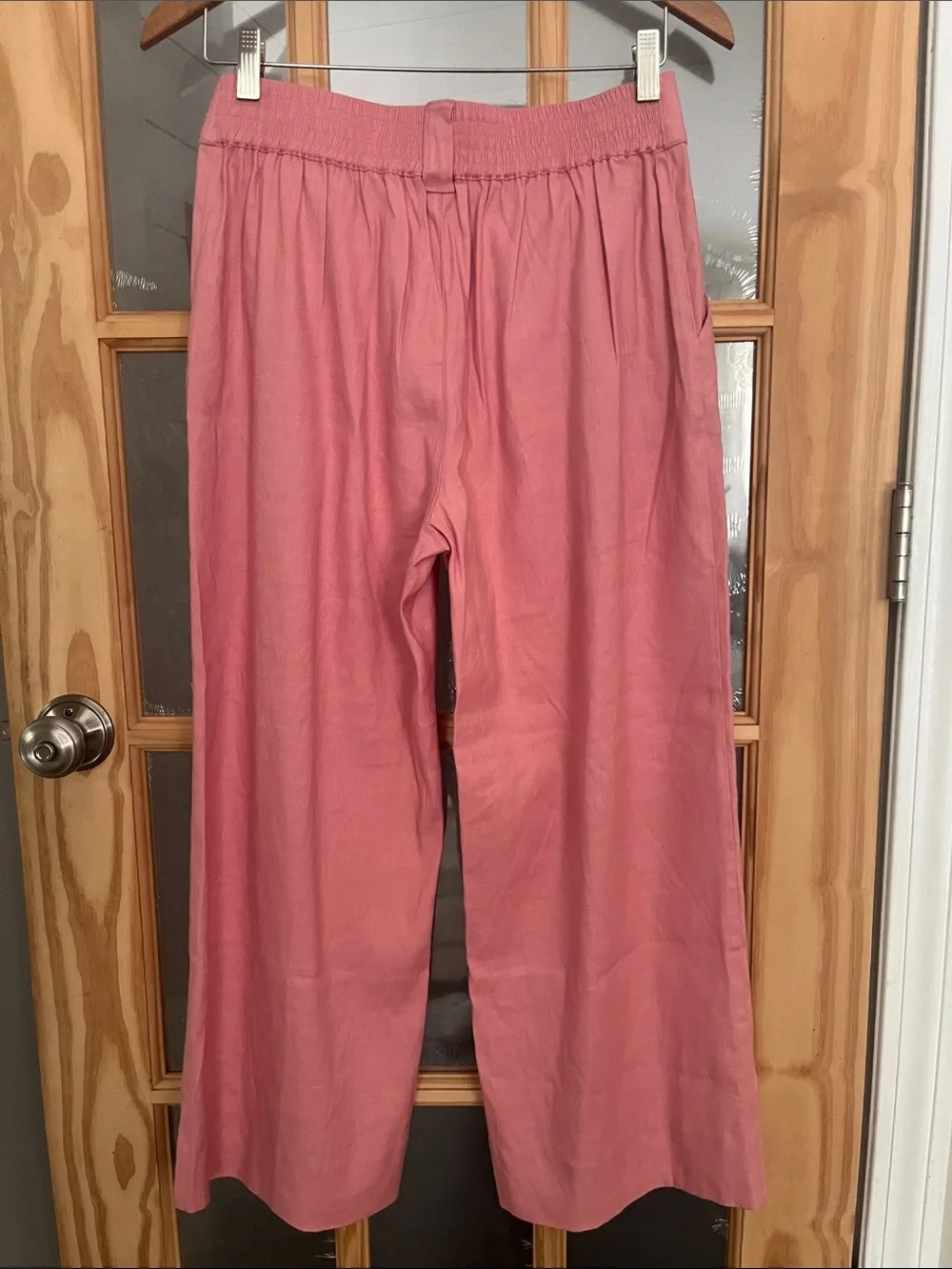 Cabi Bubblegum Pink The Cruise Crop Wide Leg Linen Pants Preppy sz small